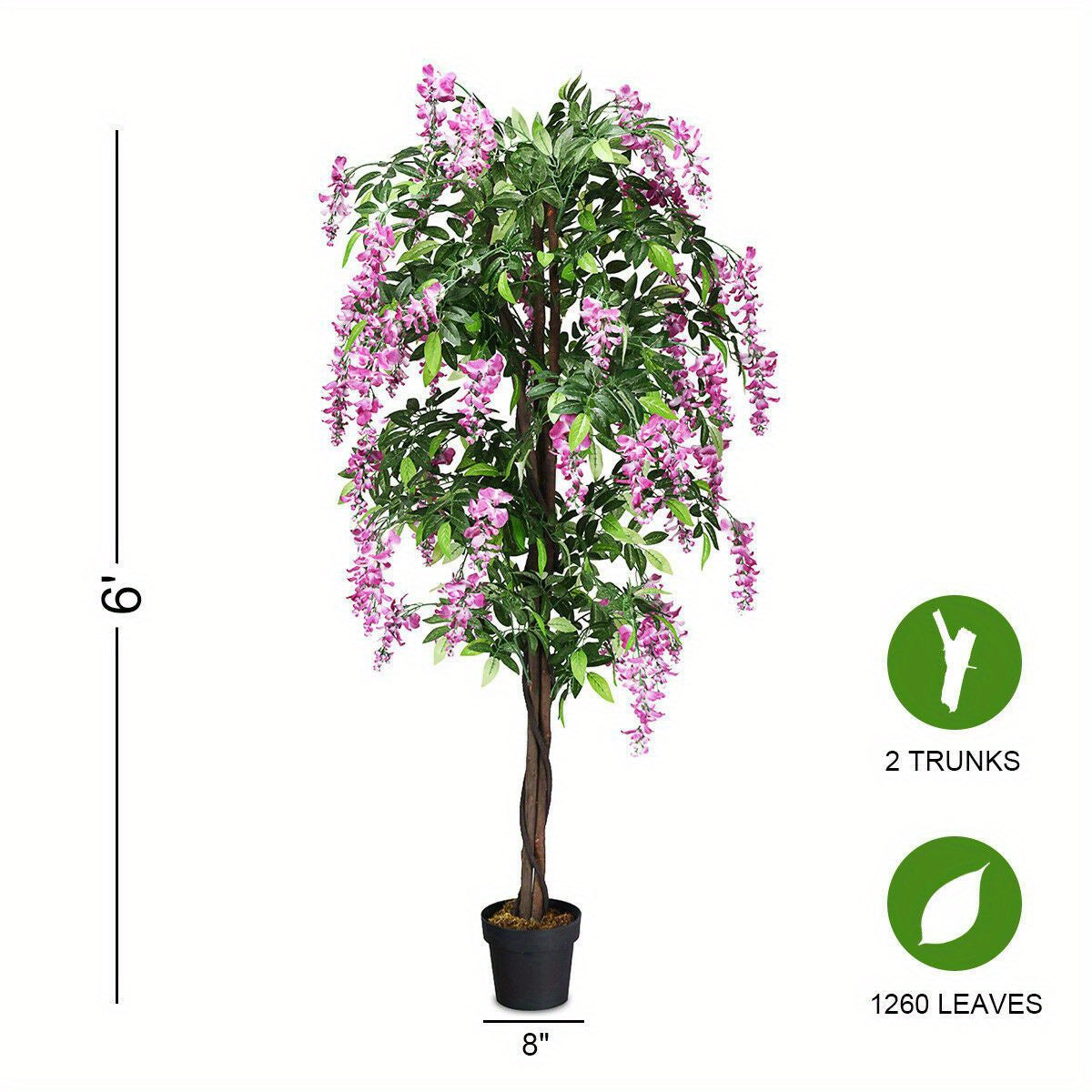 TANGKULA 6-pieds arbre de soie de wistaria artificielle fleur rose décoration intérieure-patio