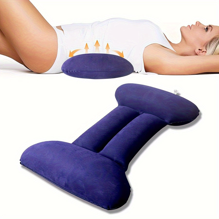 Oreiller gonflable ergonomique pour dormir, coussin lombaire réglable en mousse à mémoire de forme - oreiller convexe postérieur, adapté aux dormeurs sur le côté, dos et ventre, coussin pour voiture et canapé