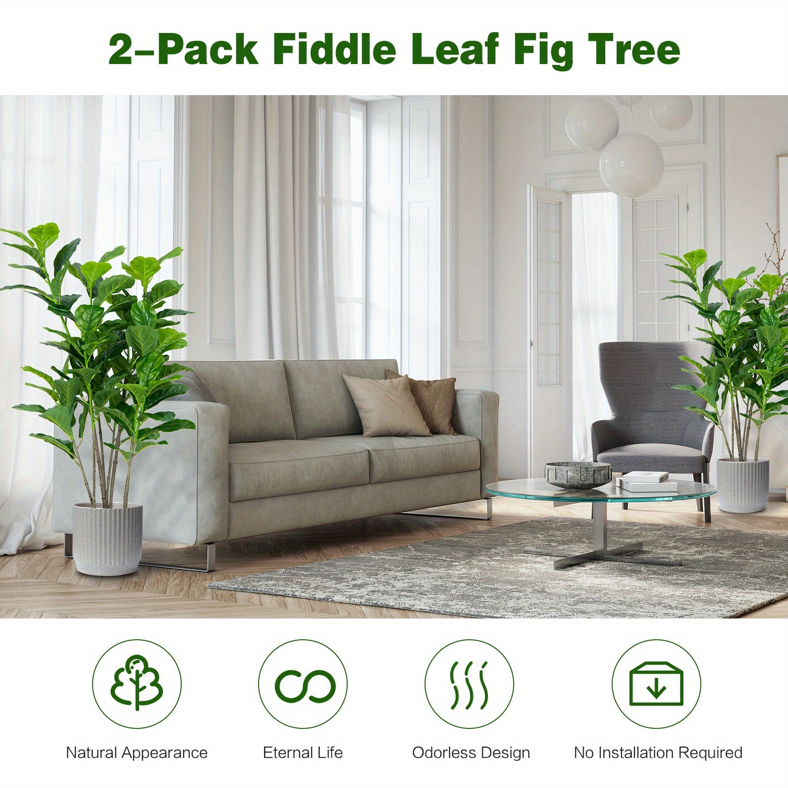 Ensemble de 2 arbres artificiels Lifezeal de 51 pouces pour l'intérieur et l'extérieur