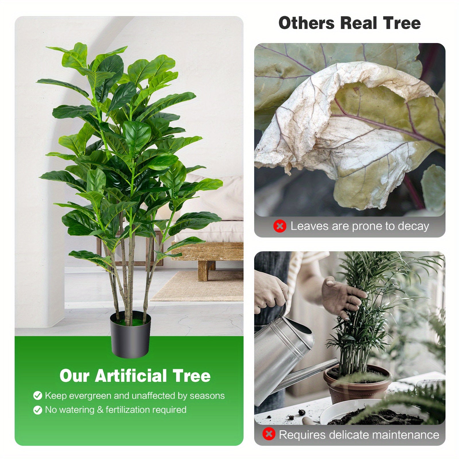 Ensemble de 2 arbres artificiels Lifezeal de 51 pouces pour l'intérieur et l'extérieur