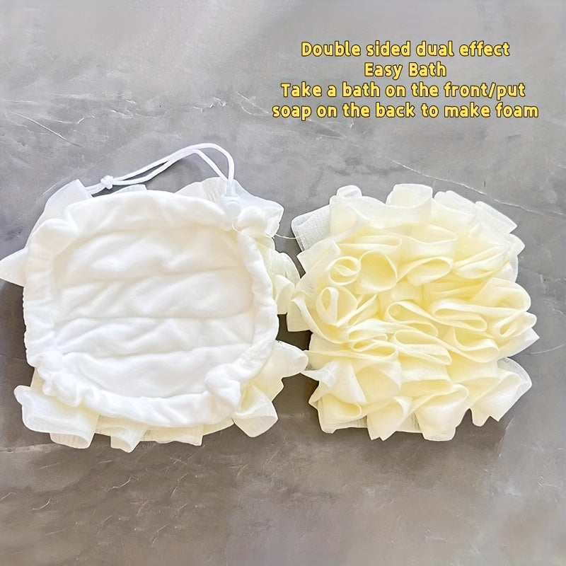 1pc Éponge Douche & Bain Double Usage - Maille Exfoliante Ultra-Douce Sans Peluche, Design Cœur pour Gommage Délicat, Hommes et Femmes, Accessoire de Soin Personnel, Maillage Haut de Gamme, Texture Ultradouce