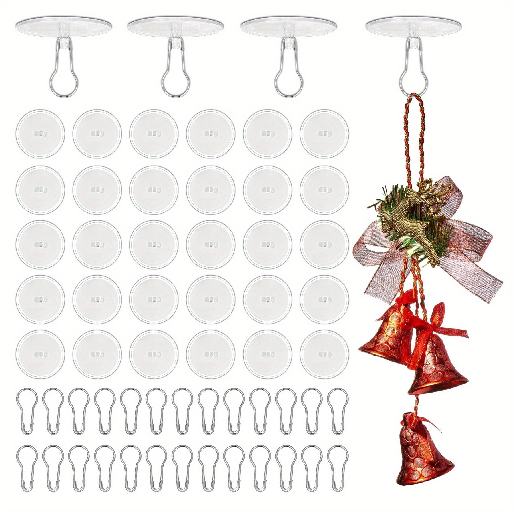 100pcs Crochets de Plafond Auto-Adhésifs Faciles à Installer - Crochets Muraux à Ventouse Métallique Ronds pour Décorations de Noël, Mariage & Anniversaire, Crochets Utilitaires