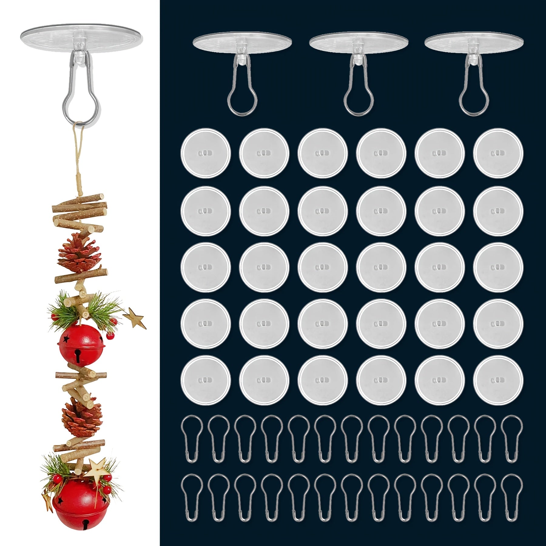 100pcs Crochets de Plafond Auto-Adhésifs Faciles à Installer - Crochets Muraux à Ventouse Métallique Ronds pour Décorations de Noël, Mariage & Anniversaire, Crochets Utilitaires