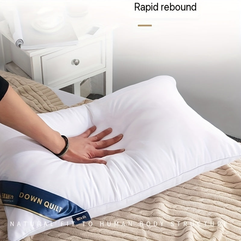 2 oreillers de luxe pour coussin de style hôtel 950g\u002F㎡ - Doux, confortable, aide au sommeil non collapsible, cadeau idéal pour la maison, blanc avec étiquette bleue, oreiller confortable | Design élégant de l'étiquette | Tissu durable