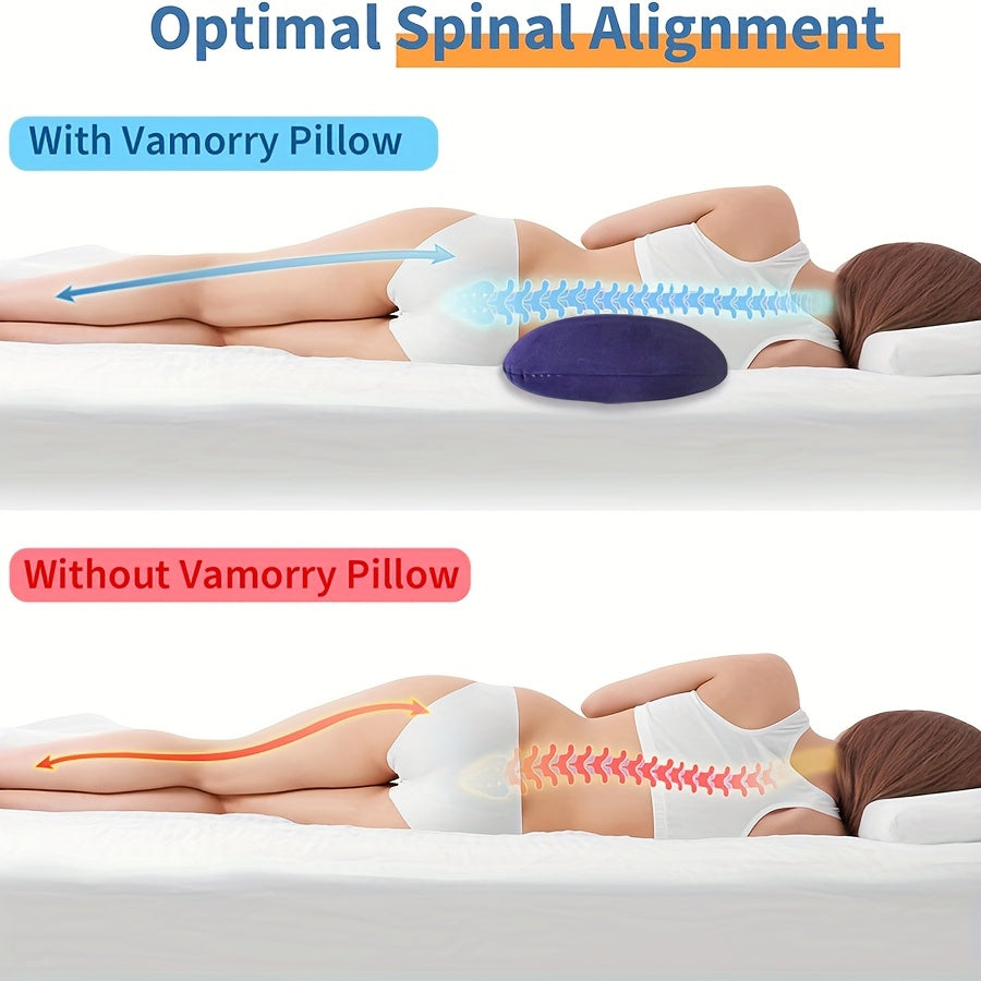 Oreiller gonflable ergonomique pour dormir, coussin lombaire réglable en mousse à mémoire de forme - oreiller convexe postérieur, adapté aux dormeurs sur le côté, dos et ventre, coussin pour voiture et canapé