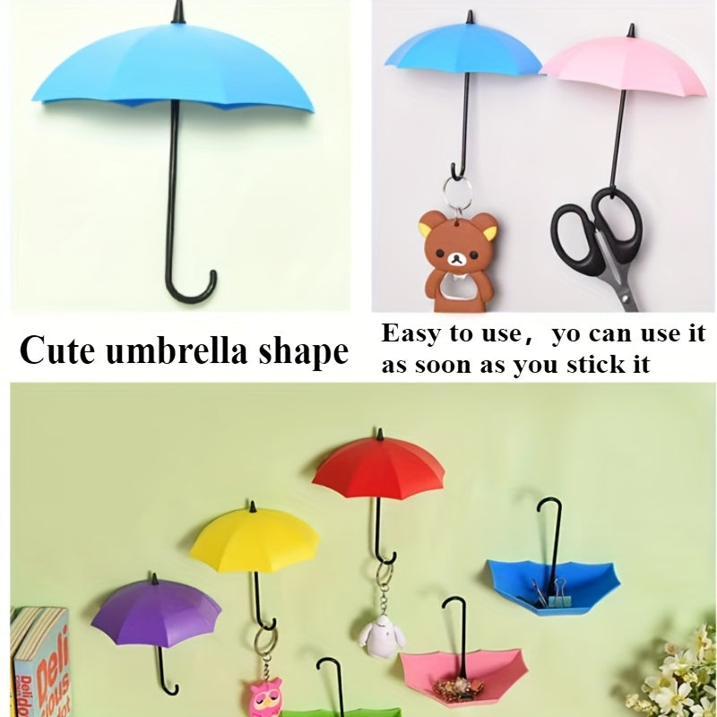 Crochets Multifonctionnels en Forme de Parapluie à Six Couleurs, Crochets de Clés Décoration Créative, Crochets Adhésifs Muraux, Décoration Murale de Chambre Familiale, Décoration Esthétique de Pièce