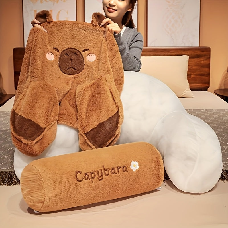 Oreiller Capybara Doudou | Coussin Polyester Multifonction avec Fermeture Éclair | Lavable en Machine | Idéal pour Bureau et Décoration Maison | Cadeau Parfait pour Noël, Pâques, Anniversaires | Design Doux et Adorable, Coussin Décoratif