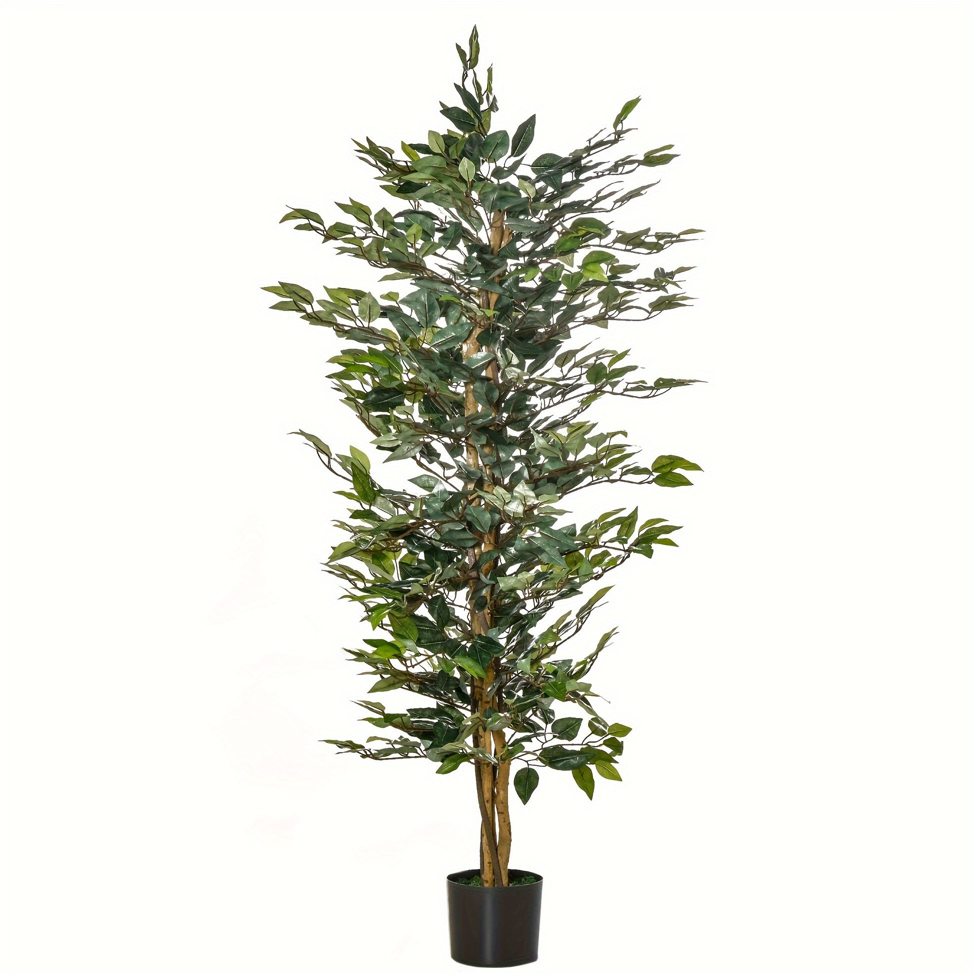 Arbre artificiel en Ficus de 5 pieds, faux arbre avec feuilles, plante artificielle dans un pot de pépinière pour la décoration intérieure et extérieure