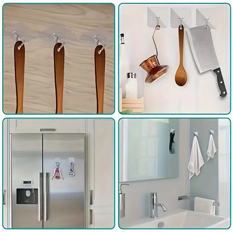15pcs Crochets Adhésifs Forts - Étanches, Installation Facile pour Mur & Salle de Bain, Organisateur de Suspension Multifonctionnel Sans Couture, Crochets pour Salle de Bain, Crochets Utilitaires
