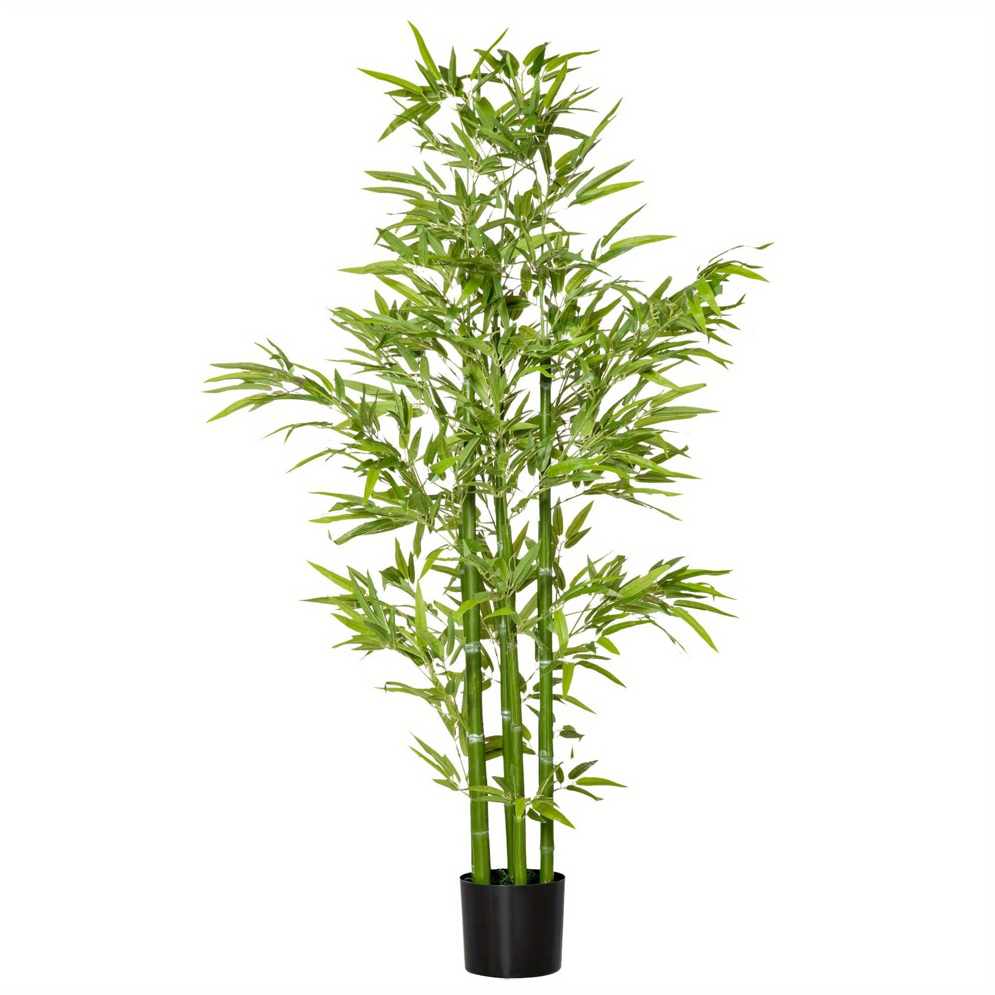 HOMCOM Arbre artificiel en bambou de 5 pieds dans un pot, plantes artificielles d'intérieur et d'extérieur pour la décoration de la maison, du bureau et du salon, vert