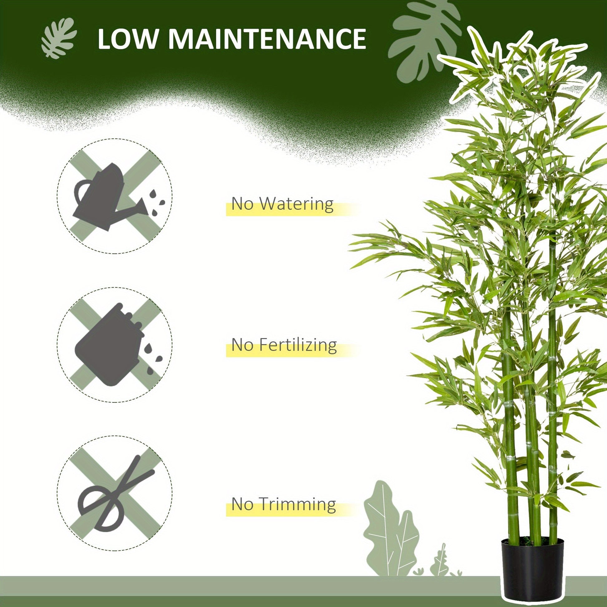 HOMCOM Arbre artificiel en bambou de 5 pieds dans un pot, plantes artificielles d'intérieur et d'extérieur pour la décoration de la maison, du bureau et du salon, vert