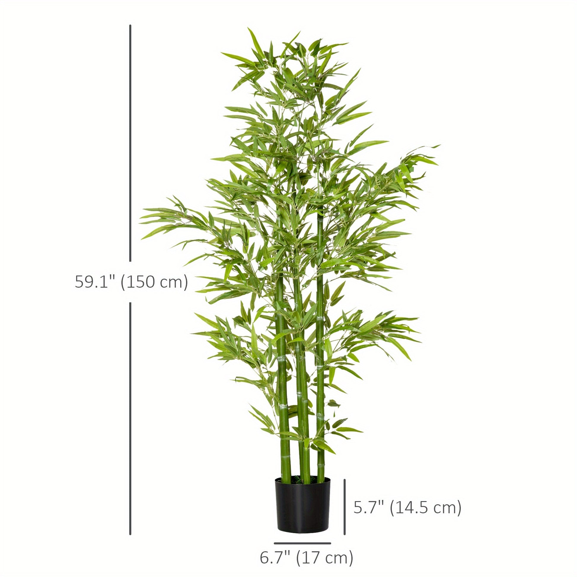 HOMCOM Arbre artificiel en bambou de 5 pieds dans un pot, plantes artificielles d'intérieur et d'extérieur pour la décoration de la maison, du bureau et du salon, vert