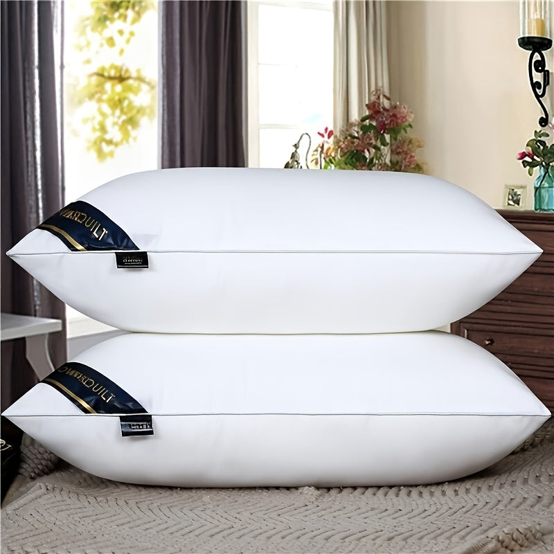 2 oreillers de luxe pour coussin de style hôtel 950g\u002F㎡ - Doux, confortable, aide au sommeil non collapsible, cadeau idéal pour la maison, blanc avec étiquette bleue, oreiller confortable | Design élégant de l'étiquette | Tissu durable